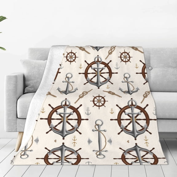 Vsdgher Anchor with Rope Ultra-Soft Micro flannel Blanket Throw Blankets for Couch Sofa, Bed (4 sizes)-50"x40"