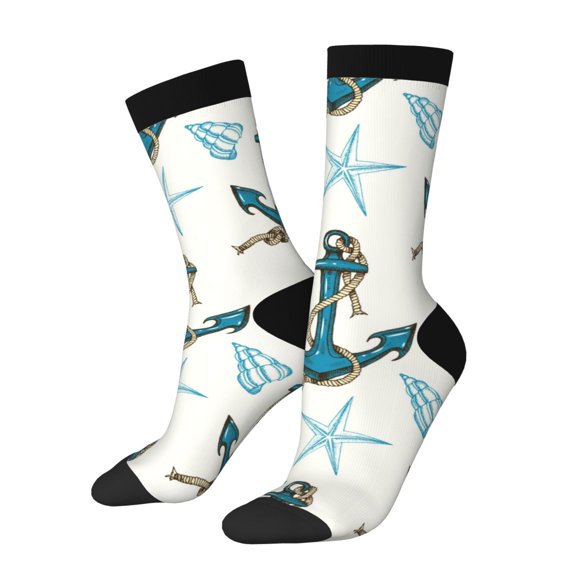 Vsdgher Anchors And Shells Crew Socks for Men & Women, Breathable Casual Athletic Ankle Socks