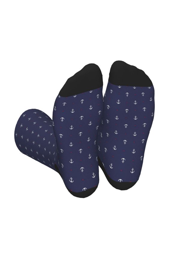 Anchors Heart Blue Unisex Crew Socks Lightweight Breathable Ventilation Ankle Socks, Mid-calf socks for Daily