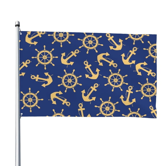 Vsdgher Anchors and Nautical Print Outdoor Decorative Flag 4x6ft, Suitable for outdoor decoration, can be hung indoors, on outdoor lawns, balconies, parties