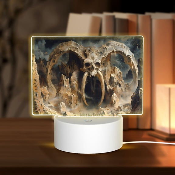 Vsdgher Ancient Skull Cave Landscape Rectangular Acrylic Night Light Acrylic Sleep Night Light Friend Gifts for Birthday Gifts for Women Teens Boys Girls