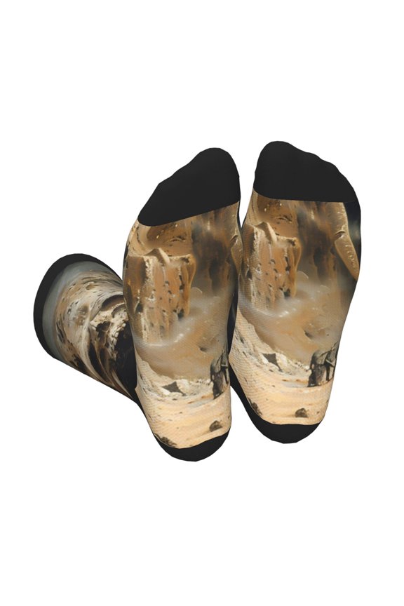 Ancient Skull Cave Landscape Unisex Crew Socks Lightweight Breathable Ventilation Ankle Socks, Mid-calf socks for Daily