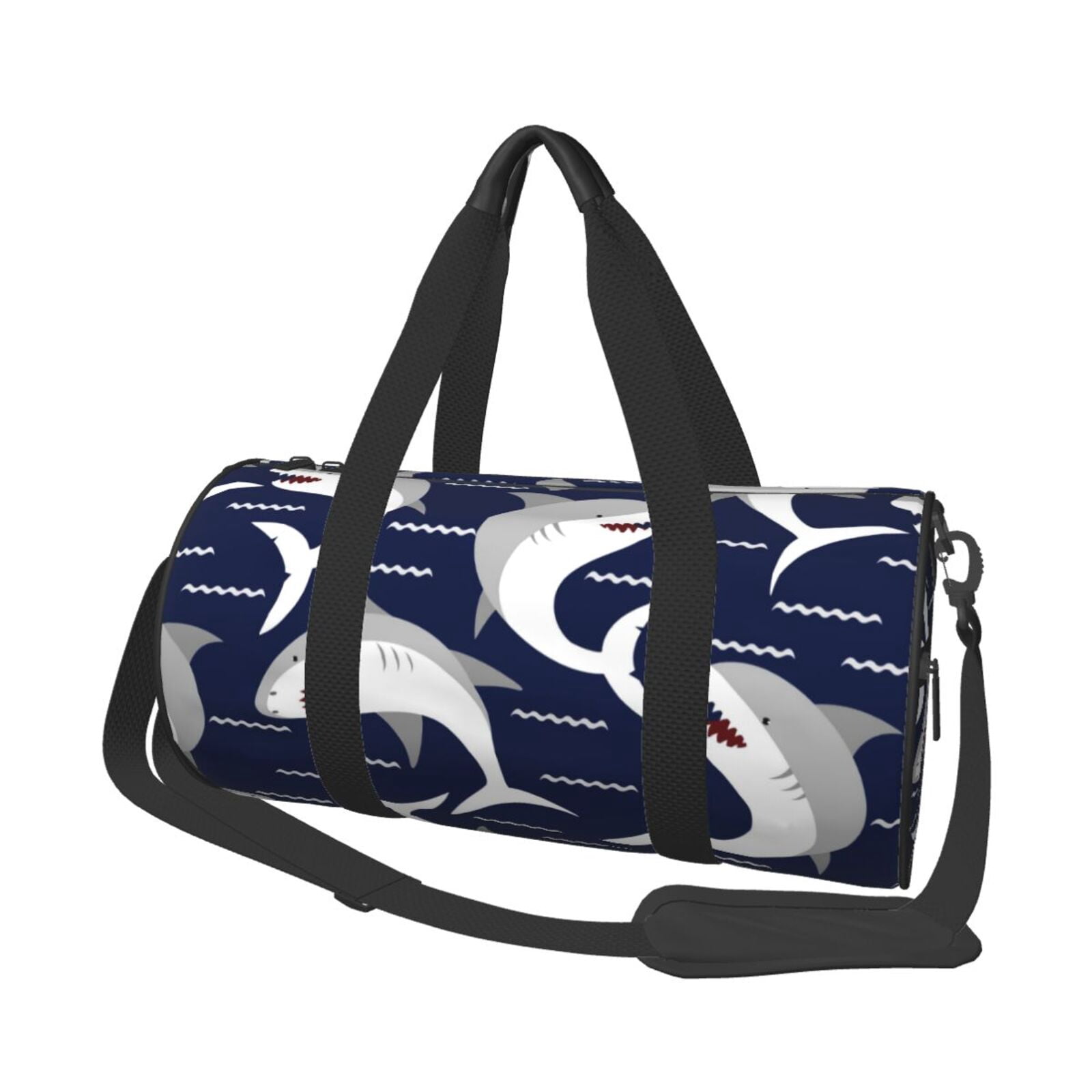 Vsdgher Angry Shark 45L Foldable Duffel Bag, Sports Gym Bag,Overnight Bag, Portable Weekender Bag for Airplanes