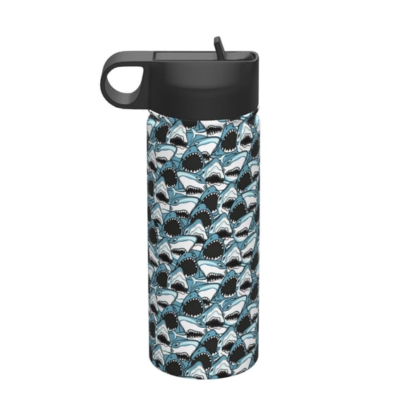 Vsdgher Angry Shark for Insulated Stainless Steel Water Bottle,18oz Sports Water Bottle Stainless Steel Reusable Tumbler for Sports, Travel, and School