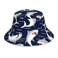 thumbnail image 1 of Vsdgher Angry Shark Print Bucket Hat for Men&Women Bucket Hat Reversible Summer Double-Side-Wear Travel Gardening, Beach, Camping, Hiking, Fishing Cap, 1 of 5