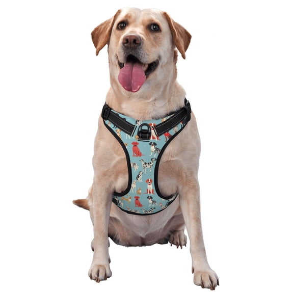 Vsdgher Animal Dog Pattern Dog Harness,No Pull Pet Harness with Soft Padded Handle,Adjustable Reflective Vest with 2 Buckles,4 Slide Buckles,S-XL Small