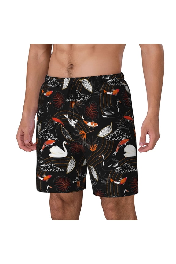 Animal Koi Fish for Mens Swim Trunks with Compression Liner Swim Shorts Swim Suits Board Shorts-Medium