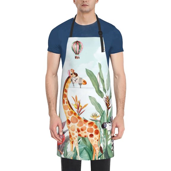 Vsdgher Animals-1 Waterproof Apron with 2 Pockets Kitchen Chef Aprons Bibs for Grooming Cooking Baking Painting Gardening