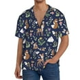 thumbnail image 1 of Vsdgher Animals And Wildflowers Men's Cuban Shirt, Hawaiian Shirts, Business Casual Button Down Shirts, Short Sleeve Shirt-X-Large, 1 of 5