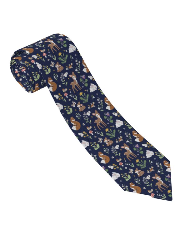 Animals And Wildflowers Print Ties for Men 4.7" Formal Necktie Wedding Accessory Men's Business Ties for Wedding Bussiness Work