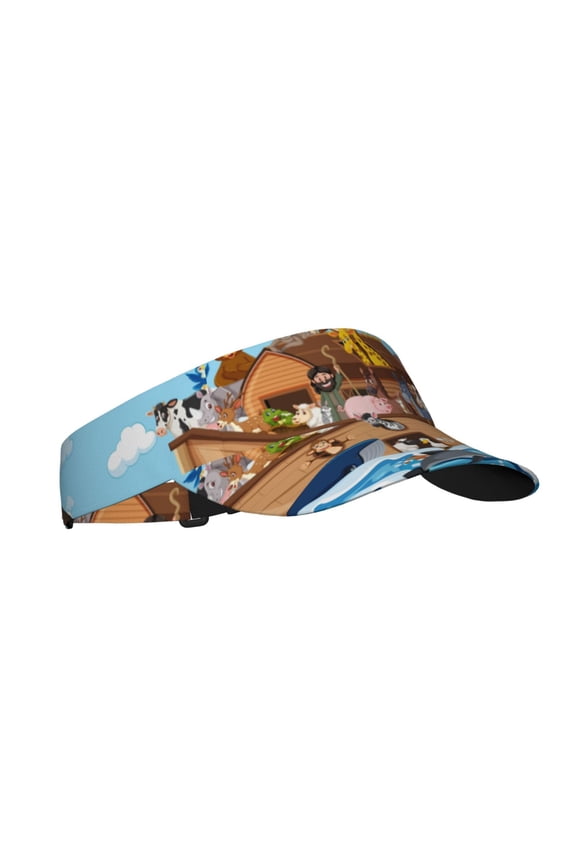 Animals on Noah's Ark Floating Print Adult Sunscreen Visor Cap,1 Piece of Sport Sun Visor Hats Adjustable Sun Hat for Outdoor Activities Fits for Women and Men (One Size)