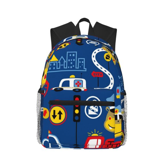 Vsdgher Animals Rescue Team Print Unisex Large Capacity Bookbag Schoolbag Casual Daypack for High School/College/Teens/Travel/Work