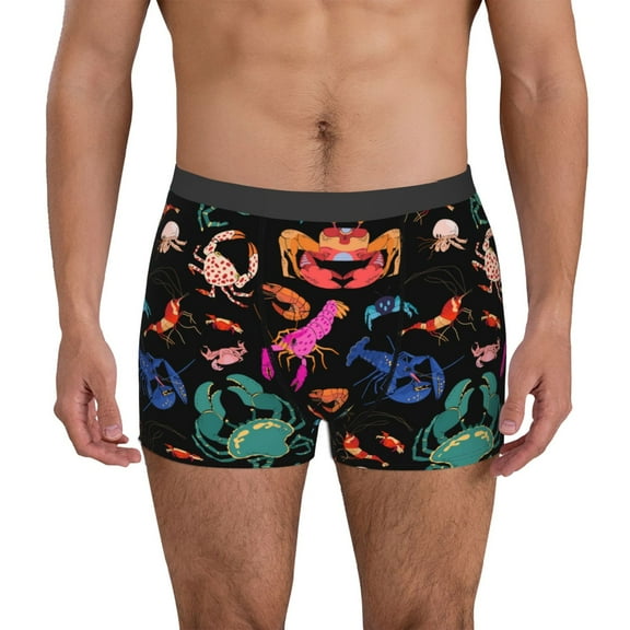 Vsdgher Animals Under Water Pattern Men's Boxer Brief Underwear,Soft Funny Underwear for Men-Large