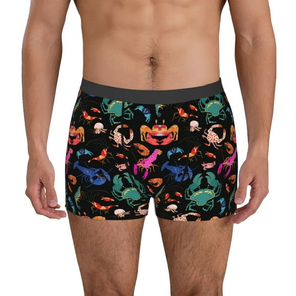 Vsdgher Animals Under Water Pattern Men's Boxer Brief Underwear,Soft Funny Underwear for Men-Medium