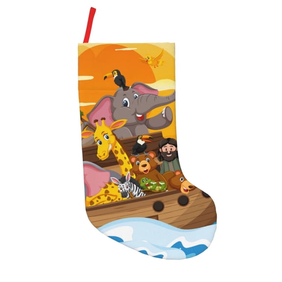 Vsdgher Animals on Noah's Ark1 Christmas Stockings 18 inch Large Kids Stocking Bags Hanging Socks for Christmas Decor Decorations