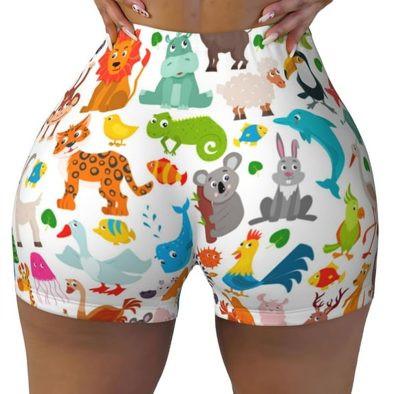 Vsdgher Animals print Workout Shorts for Women Seamless Soft Smooth Gym Yoga Scrunch Active Exercise Fitness Shorts