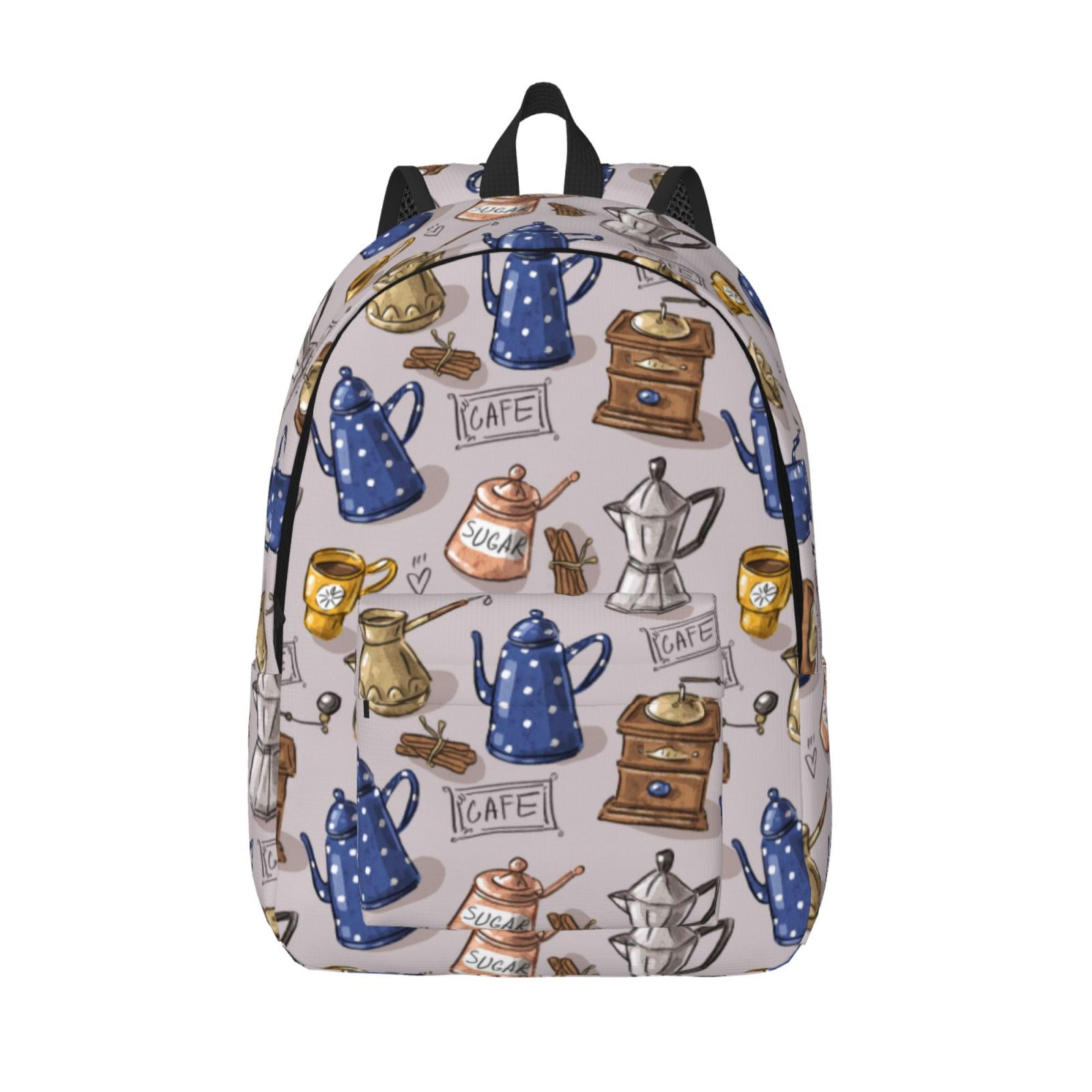 Vsdgher Antique Vintage Teapot Coffee Grinder Print Canvas Backpack ...