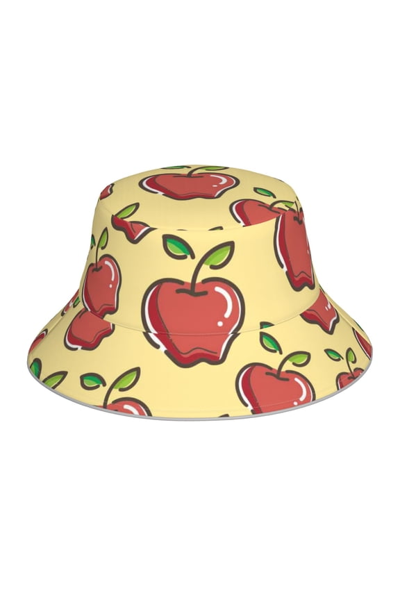Apple Print Bucket Hat for Men&Women Bucket Hat Reversible Summer Double-Side-Wear Travel Gardening, Beach, Camping, Hiking, Fishing Cap