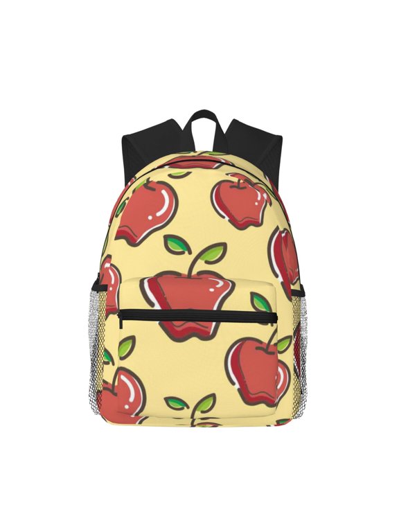 Apple Print Unisex Large Capacity Bookbag Schoolbag Casual Daypack for High School/College/Teens/Travel/Work