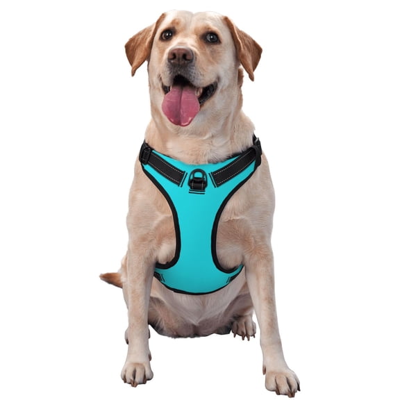 Vsdgher Aqua Pattern Dog Harness,No Pull Pet Harness with Soft Padded Handle,Adjustable Reflective Vest with 2 Buckles,4 Slide Buckles,S-XL Large