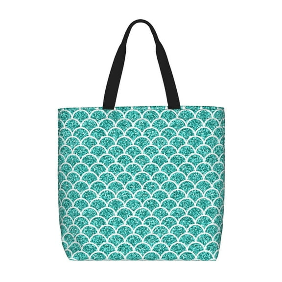 Vsdgher Aquamarine Glitter1 print Tote Bag for Women Shoulder Bag with Zipper Large Shoulder Bag Handle Handbag Portable Washable for Travel, Work