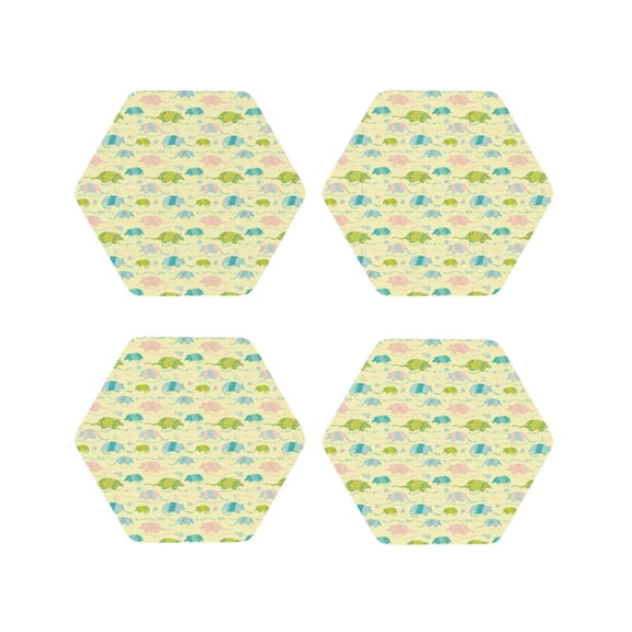Vsdgher Armadillo Floral Leather Coasters for Drinks, Durable Drink Coasters 4 Set for Tabletop Protection, Luxurious Home Décor and Housewarming Gift-Hexagon