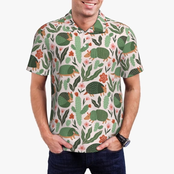 Vsdgher Armadillo Polo Shirts for Men, Men's Short Sleeve Stretch Polo Shirt, Shirts for Men-X-Large