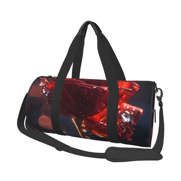 Vsdgher Artistic Dewdrop Rose 45L Foldable Duffel Bag, Sports Gym Bag,Overnight Bag, Portable Weekender Bag for Airplanes
