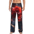 thumbnail image 1 of Vsdgher Artistic Dewdrop Rose Print Mens Pajama Pants Sleep & Lounge Pants, PJ Bottoms With elastic waistb and Pockets, 1 of 5