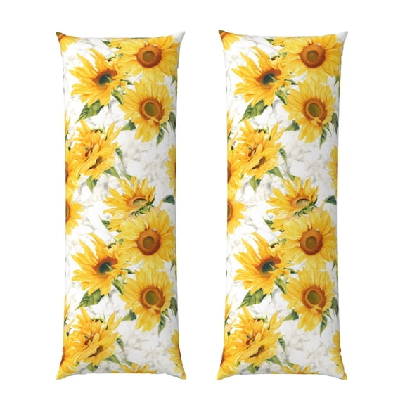 Vsdgher Artistic Marble Pattern Sunflower Body Pillow Cover, Pillowcases with Hidden Zipper Breathable Long Pillow Case (Pillows are not included,20x54 inch)