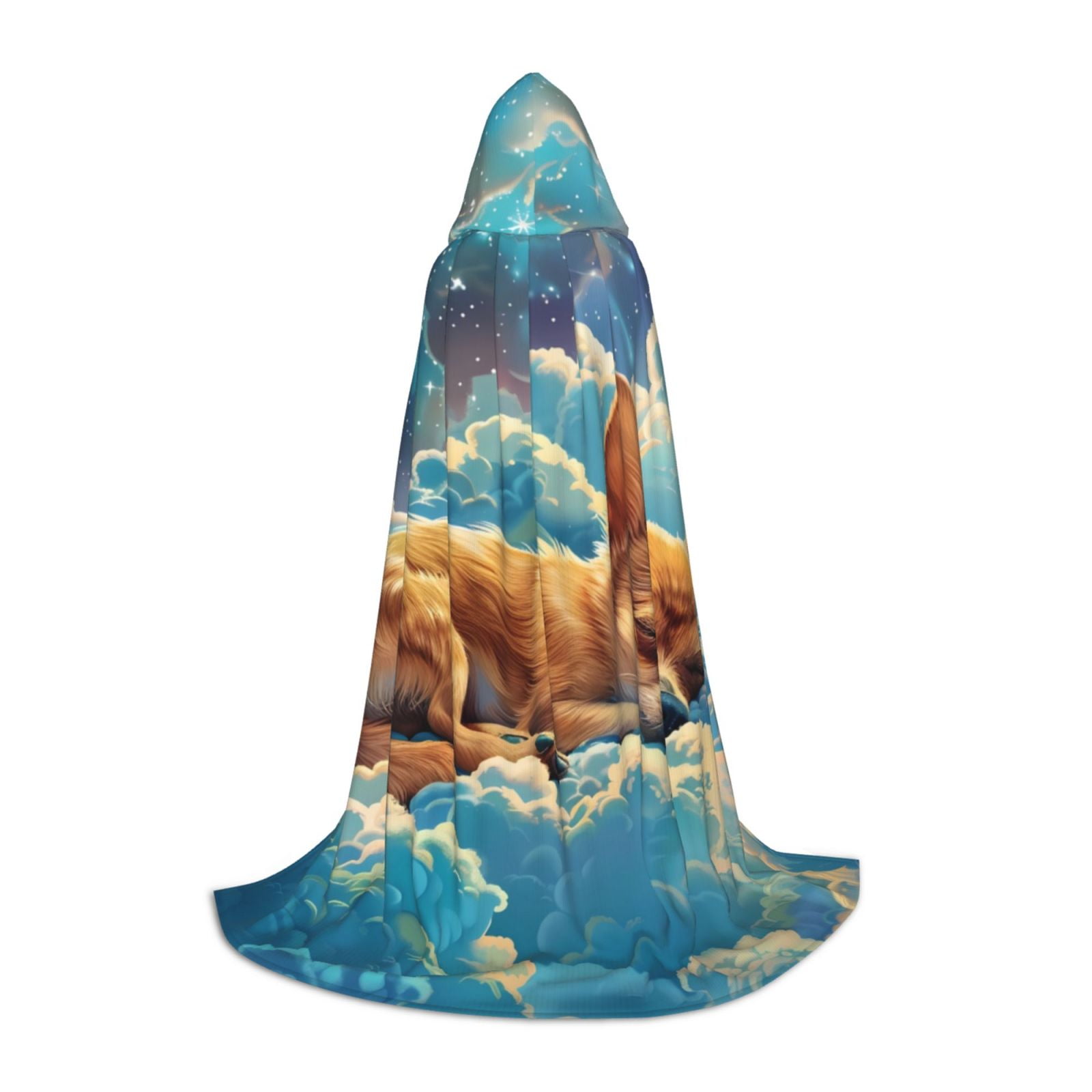 Vsdgher Artistic Starry Sky Cloud Dog Hooded Cloak, Teenagers Halloween