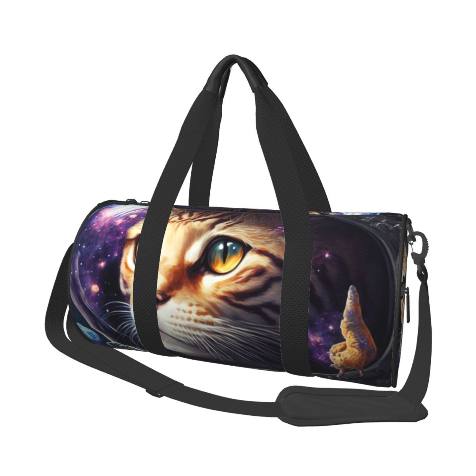 Vsdgher Astronaut Cat 45L Foldable Duffel Bag, Sports Gym Bag,Overnight Bag, Portable Weekender Bag for Airplanes
