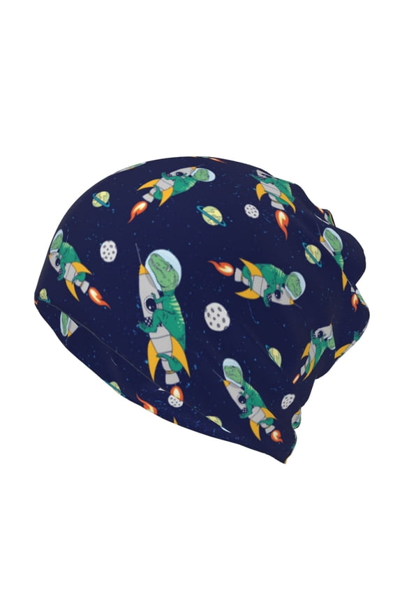 Astronaut Dinosaur Slouchy Beanie Hat for Men/Women, Skull Cap Chemo Cap Night Sleeping Cap