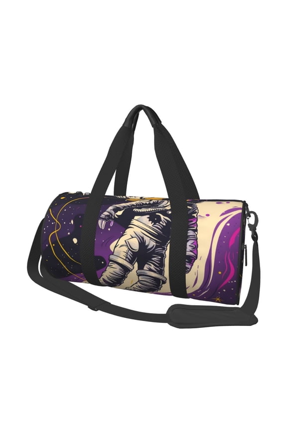 Astronaut Floating purple Space 45L Foldable Duffel Bag, Sports Gym Bag,Overnight Bag, Portable Weekender Bag for Airplanes