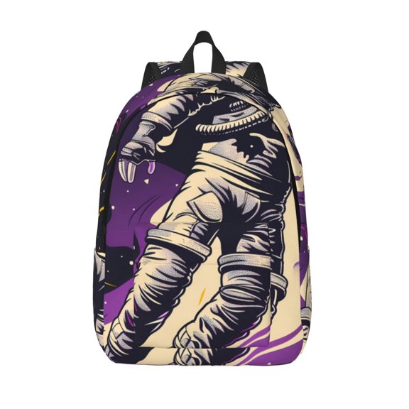 Vsdgher Astronaut Floating purple Space Print Canvas Backpack Travel Rucksack Unisex Knapsack 15.7/17.7Inch Laptop Backpack for Work,College -Small