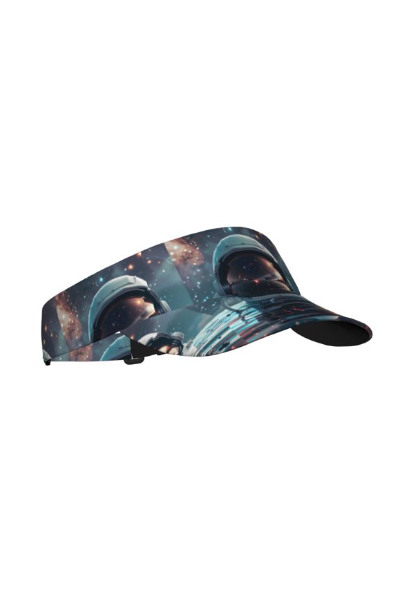 Astronaut Helmet Reflections Print Adult Sunscreen Visor Cap,1 Piece of Sport Sun Visor Hats Adjustable Sun Hat for Outdoor Activities Fits for Women and Men (One Size)