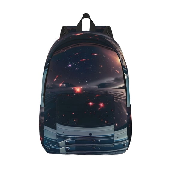 Vsdgher Astronaut Helmet Reflections Print Canvas Backpack Travel Rucksack Unisex Knapsack 15.7/17.7Inch Laptop Backpack for Work,College -Small