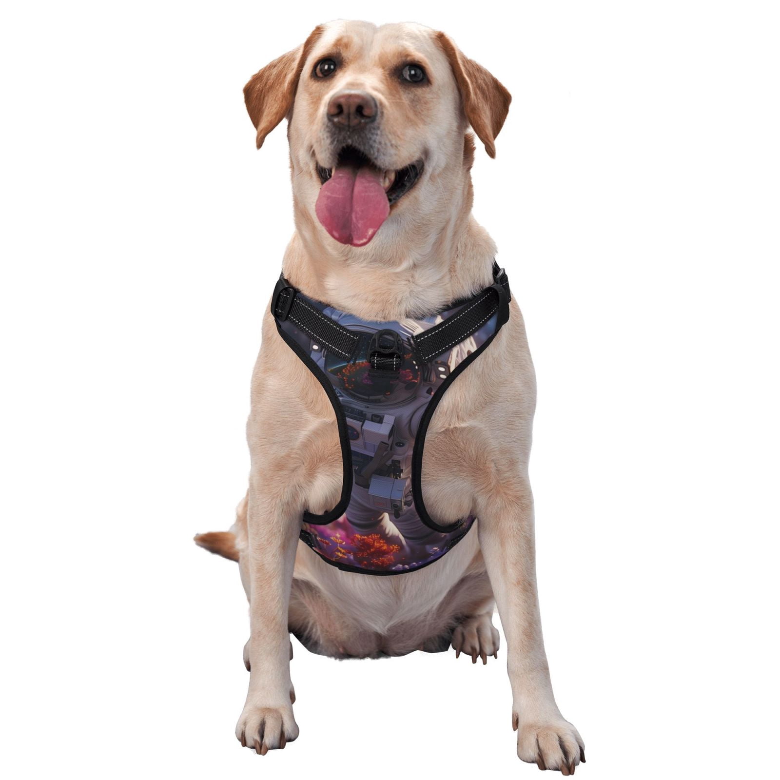 Vsdgher Astronaut In Cosmic Garden Dog Harness, No-Pull Pet Harness, Dog Vest, Pet Vest for Small to Large Dogs-Medium