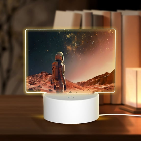 Vsdgher Astronaut On Mars A Rectangular Acrylic Night Light Acrylic Sleep Night Light Friend Gifts for Birthday Gifts for Women Teens Boys Girls
