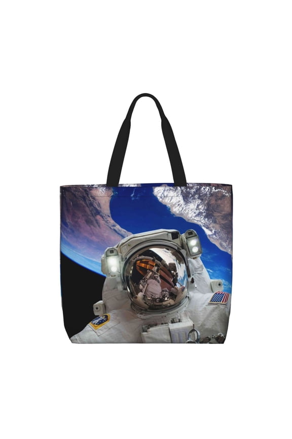 Astronaut in Outer Space print Tote Bag for Women Shoulder Bag with Zipper Large Shoulder Bag Handle Handbag Portable Washable for Travel, Work