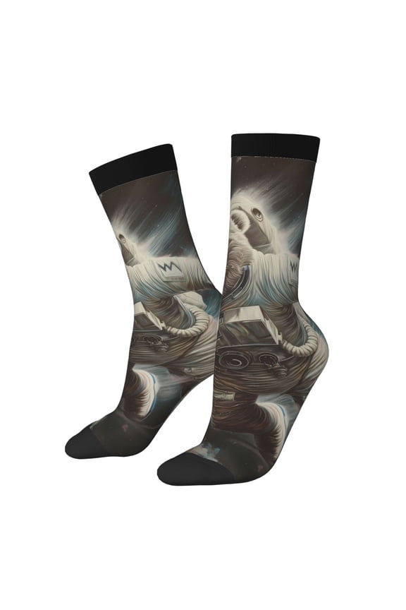 Astronaut Polar Bear Roar Crew Socks for Men & Women, Breathable Casual Athletic Ankle Socks