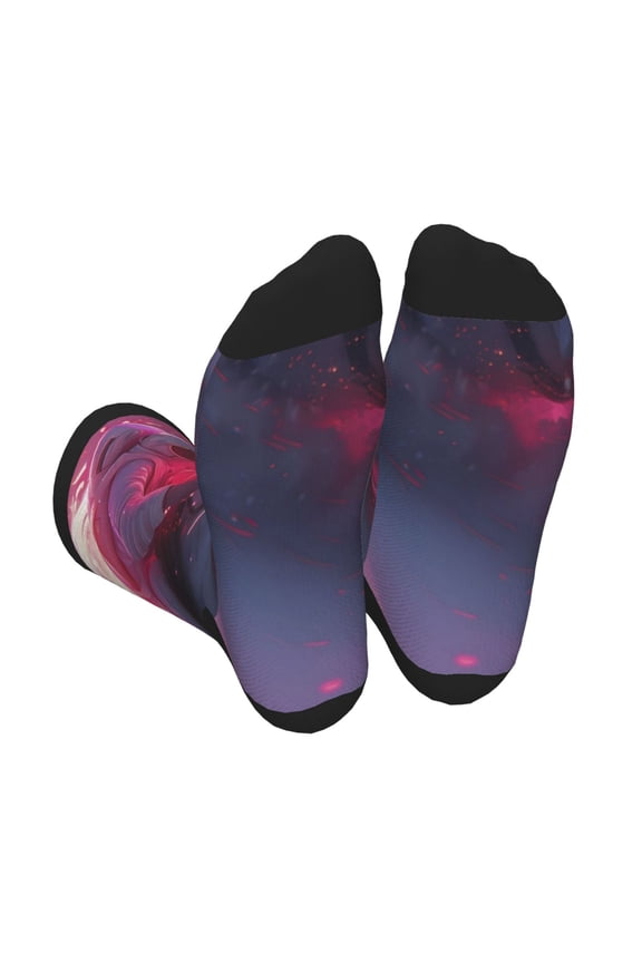 Astronaut Riding Fiery Horse Unisex Crew Socks Lightweight Breathable Ventilation Ankle Socks, Mid-calf socks for Daily