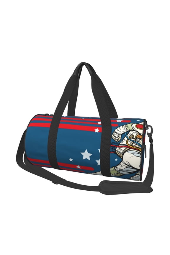 Astronaut Runs Forward 45L Foldable Duffel Bag, Sports Gym Bag,Overnight Bag, Portable Weekender Bag for Airplanes