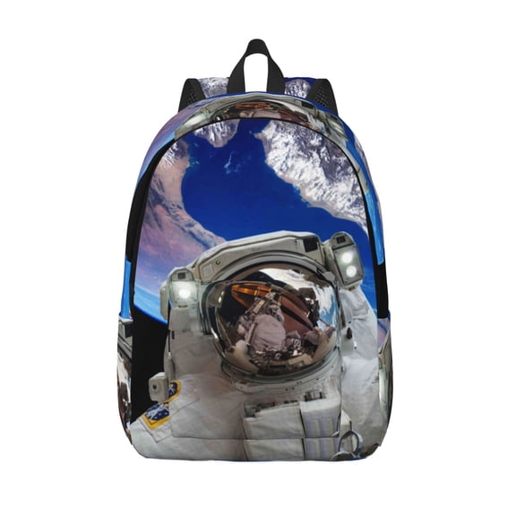 Vsdgher Astronaut in Outer Space Print Canvas Backpack Travel Rucksack Unisex Knapsack 15.7/17.7Inch Laptop Backpack for Work,College -Small