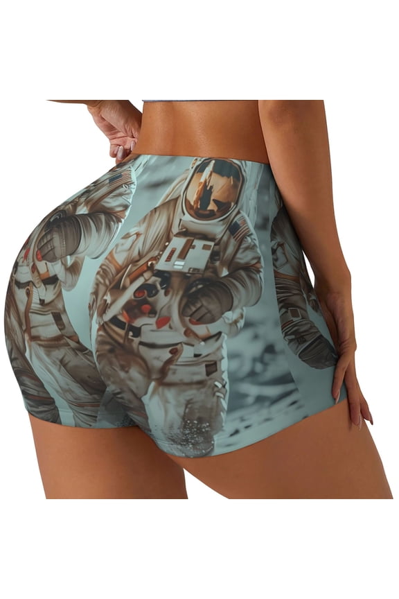 Astronauts On Lunar Mission Workout Shorts for Women Seamless Soft Smooth Gym Yoga Scrunch Active Exercise Fitness Shorts-