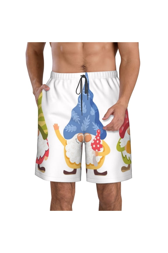 Autumn Funny Gnomes Men's Beach Shorts, Surfing shorts, Swim trunks, Quick Dry Swim Trunks for Surfing Beach Fun -Medium