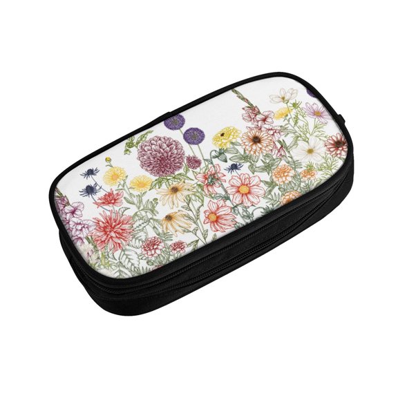 Vsdgher Autumn Garden Print Large Capacity Pencil Case Pouch with Zipper, Portable Aesthetic Big Capacity Pencil Cases Pen Office Travel Stationery Bag