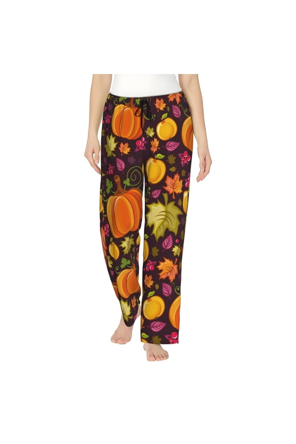 Autumn Harvest Pumpkin Joy Women’s Womens Pajama Pants, Lounge Wide Leg PantsLounge Pants,Sleep Bottoms, Lounge for Women-Medium