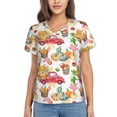 thumbnail image 1 of Vsdgher Autumn Harvest Truck Women Shirts V Neck Short Sleeve Tops T-Shirt Basic Tees, S to 3XL3X-Large, 1 of 5