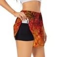 thumbnail image 1 of Vsdgher Autumn Leaf Print Women's Running Double Layer Shorts High Waisted with Pockets Elastic Yoga Workout Athletic Gym Sports, 1 of 8
